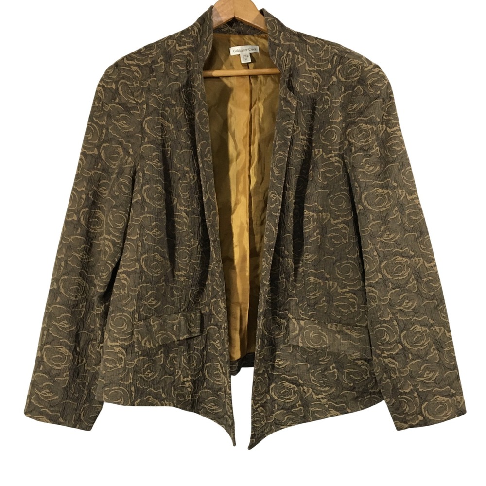 Coldwater Creek Women's Rose‎ Print Open Front Blazer Jacket Plus Size 22